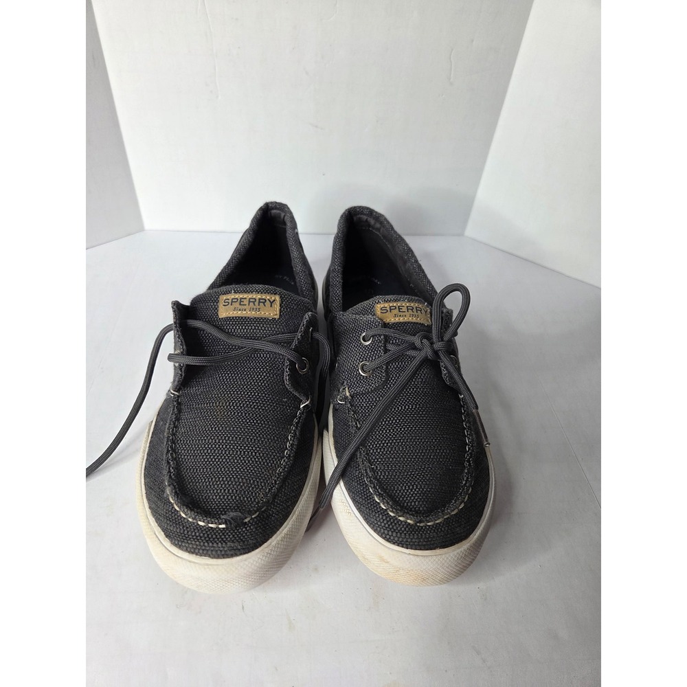 Sperry Bahama Mens Canvas Boat Shoe Sneakers Charcoal Grey STK262326‎ Size 5M